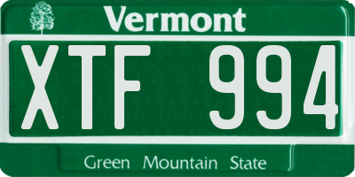 VT license plate XTF994