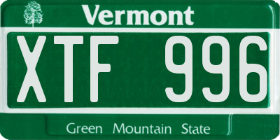 VT license plate XTF996