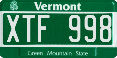 VT license plate XTF998