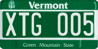 VT license plate XTG005