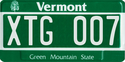 VT license plate XTG007