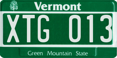 VT license plate XTG013