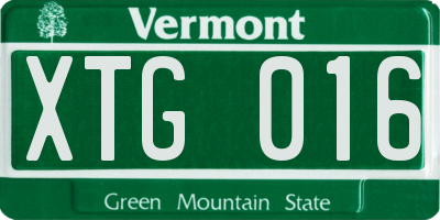 VT license plate XTG016