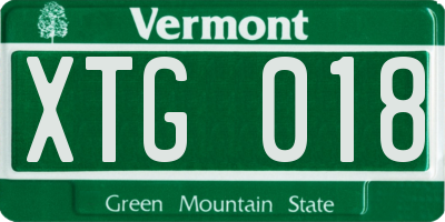 VT license plate XTG018