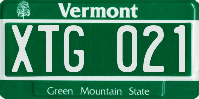 VT license plate XTG021