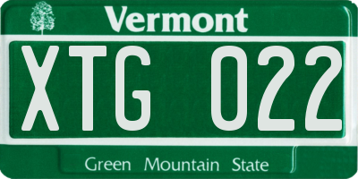 VT license plate XTG022