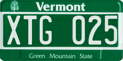 VT license plate XTG025