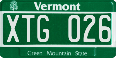 VT license plate XTG026