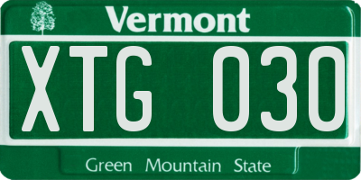 VT license plate XTG030