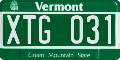 VT license plate XTG031