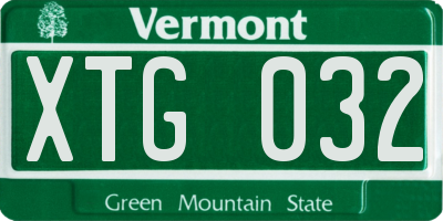 VT license plate XTG032
