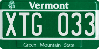 VT license plate XTG033