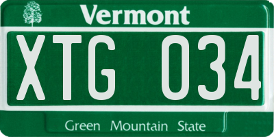 VT license plate XTG034