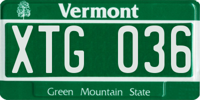 VT license plate XTG036