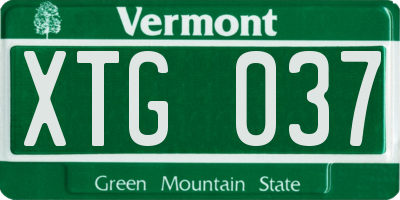 VT license plate XTG037