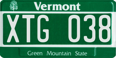 VT license plate XTG038
