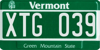 VT license plate XTG039