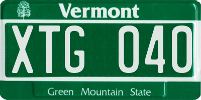VT license plate XTG040