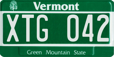 VT license plate XTG042
