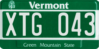 VT license plate XTG043