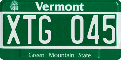 VT license plate XTG045