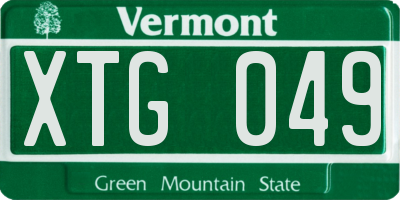VT license plate XTG049