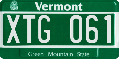 VT license plate XTG061