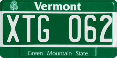 VT license plate XTG062