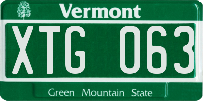 VT license plate XTG063