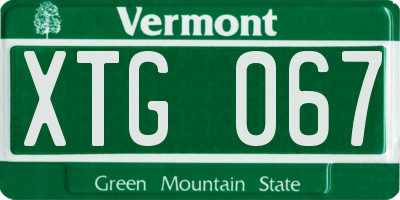 VT license plate XTG067