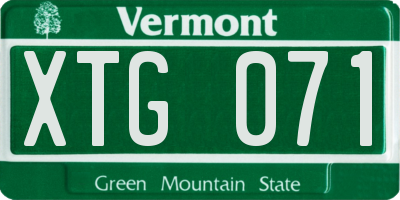 VT license plate XTG071