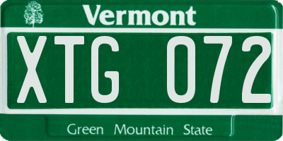 VT license plate XTG072