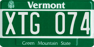 VT license plate XTG074