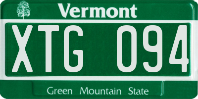 VT license plate XTG094