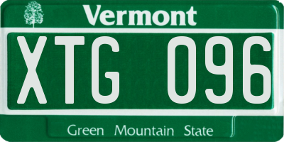 VT license plate XTG096