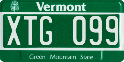 VT license plate XTG099