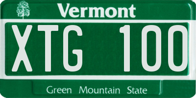 VT license plate XTG100