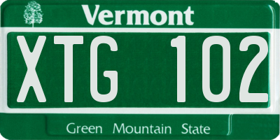 VT license plate XTG102