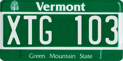 VT license plate XTG103