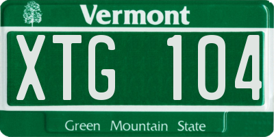 VT license plate XTG104