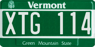 VT license plate XTG114