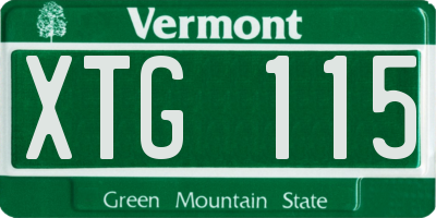 VT license plate XTG115