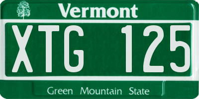 VT license plate XTG125
