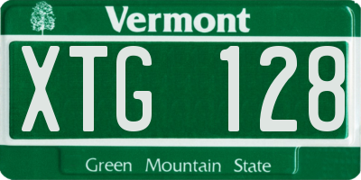 VT license plate XTG128