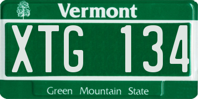 VT license plate XTG134