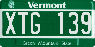 VT license plate XTG139