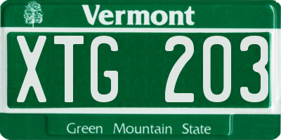 VT license plate XTG203