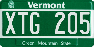 VT license plate XTG205