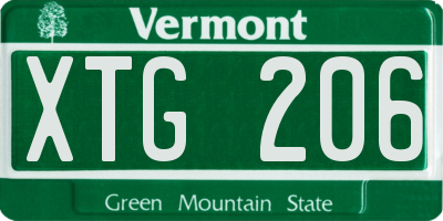 VT license plate XTG206