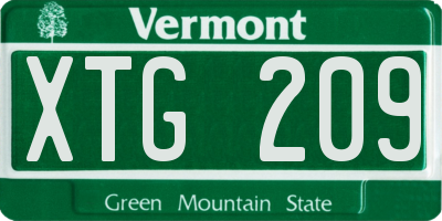VT license plate XTG209
